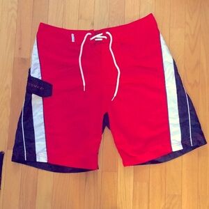Teal Cove Black/White/Red Board Shorts Size:32 EUC